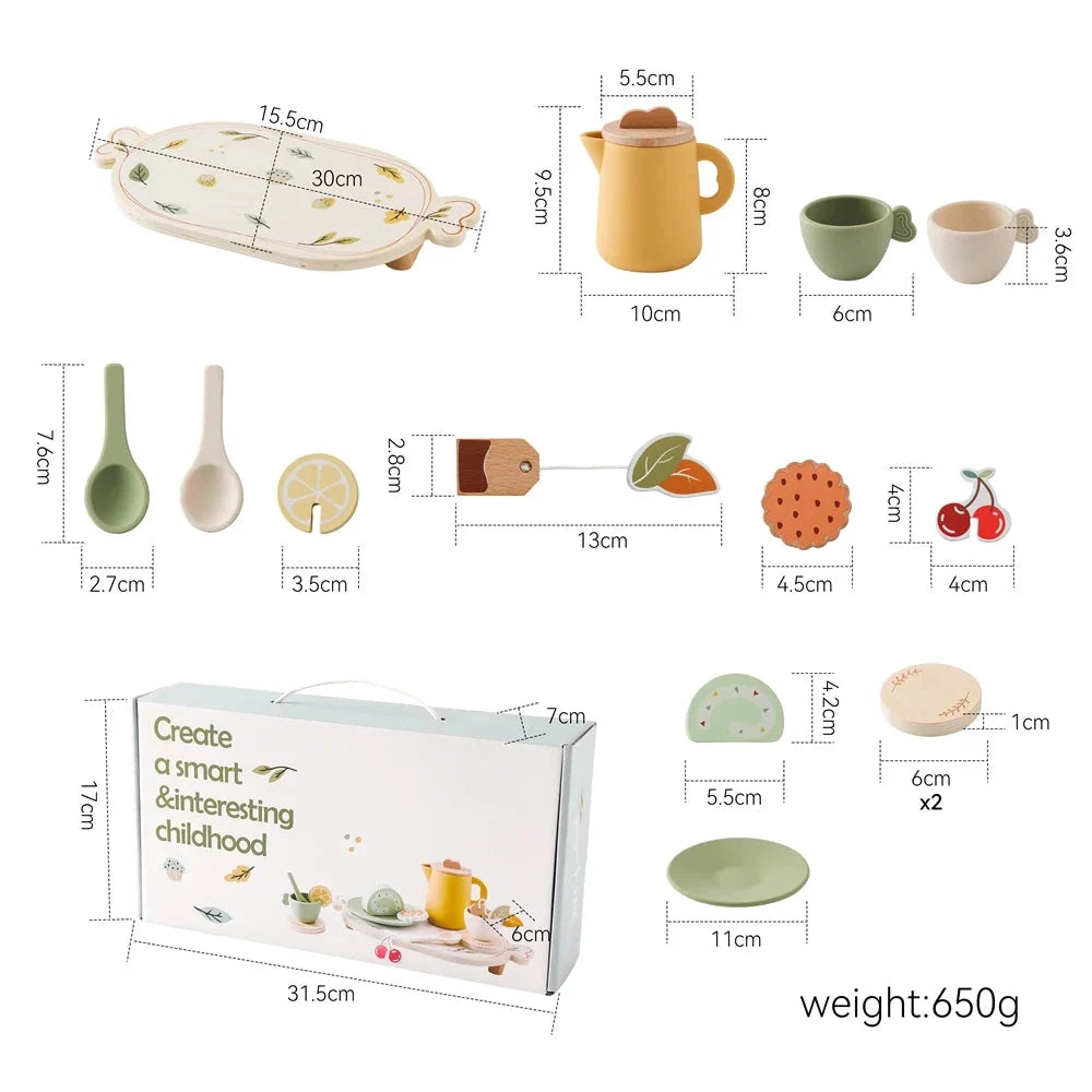 Wooden Montessori Teapot Tea Set – Pretend Play Toy