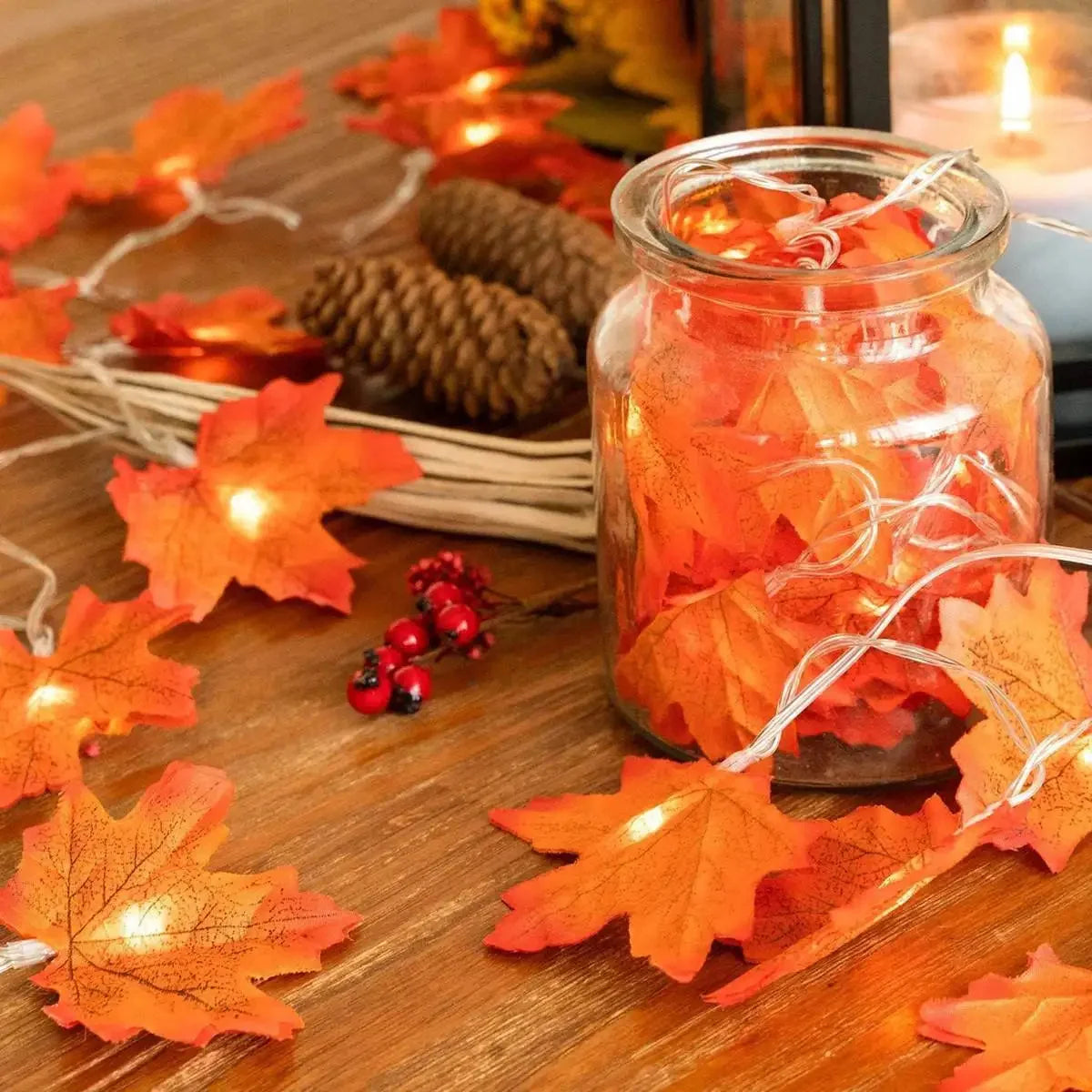 10/20 LED Maple Leaf String Lights – Battery Powered Fairy Lights for Home & Outdoor Decor