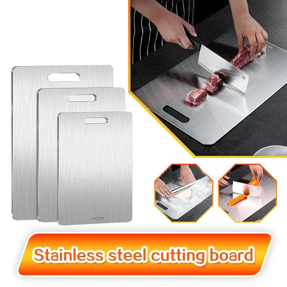 316 Stainless Steel Chopping Board – Thickened Double-Sided Antibacterial Cutting Board for Kitchen & Dough Kneading