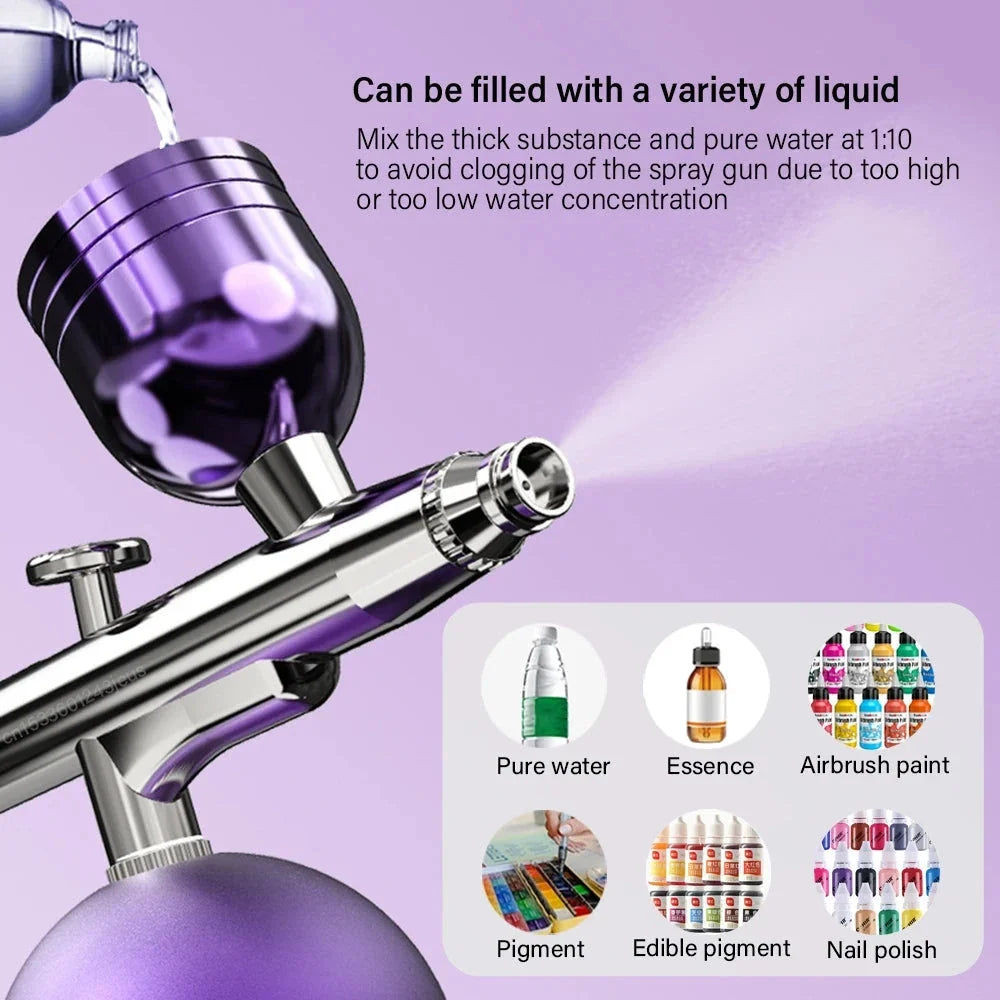 Portable Airbrush Nail Kit with Compressor - For Nails, Art, Cake, and Crafts
