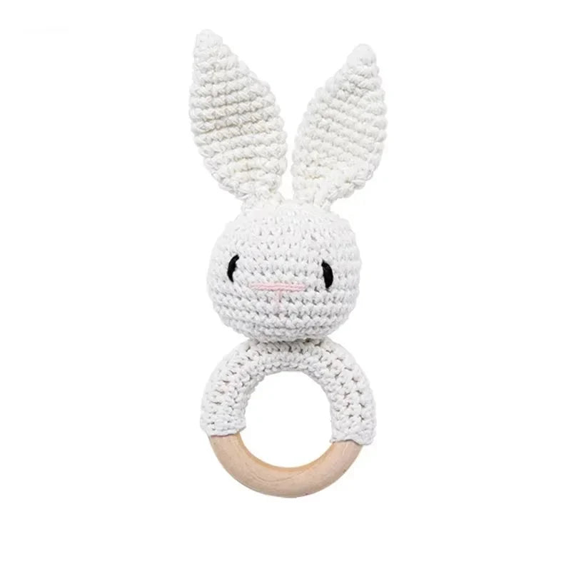 Baby Crochet Rattle Wooden Teether Toy BPA Free