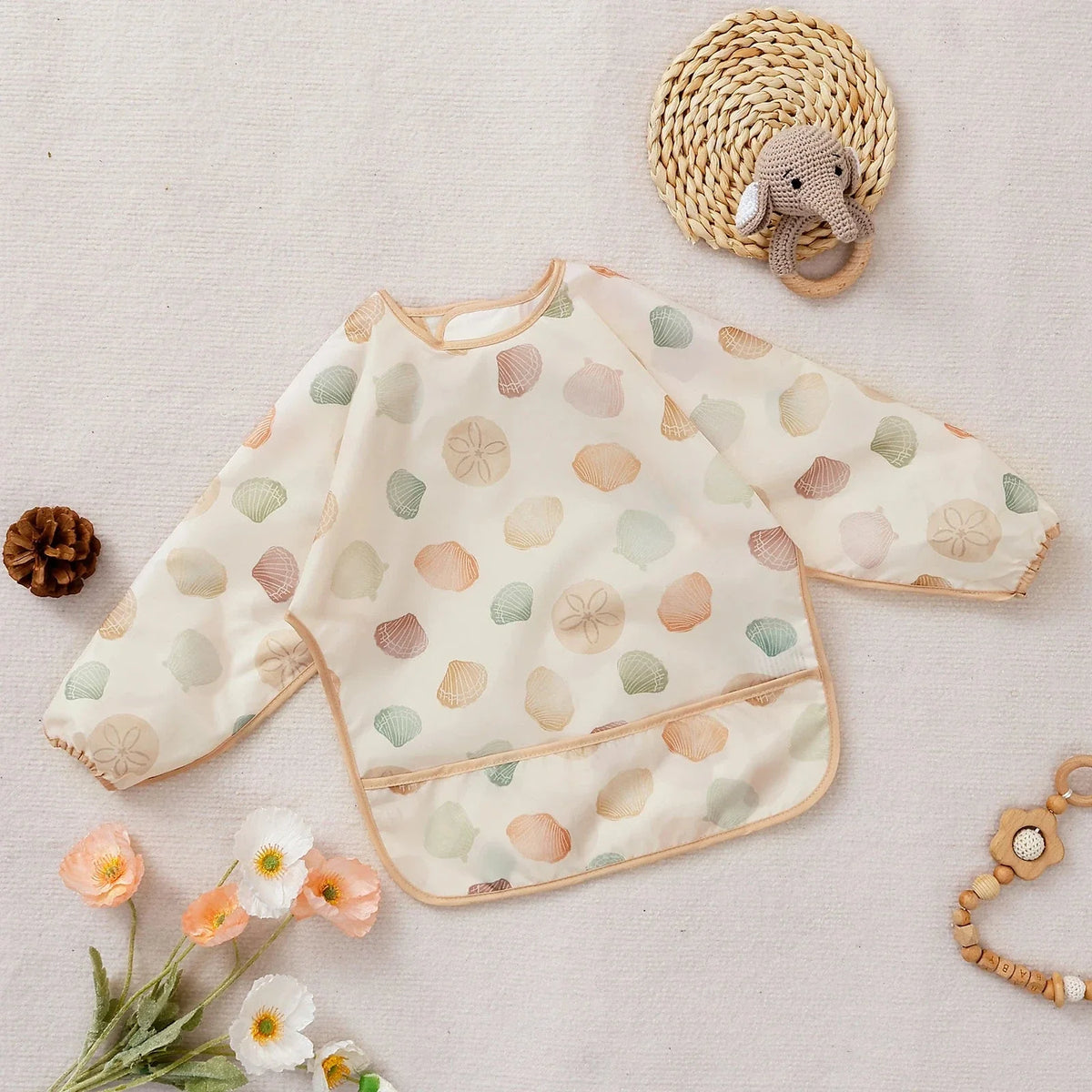 Waterproof Long Sleeve Baby Bib | Washable Feeding Bib with Full Coverage & Easy Clean Design