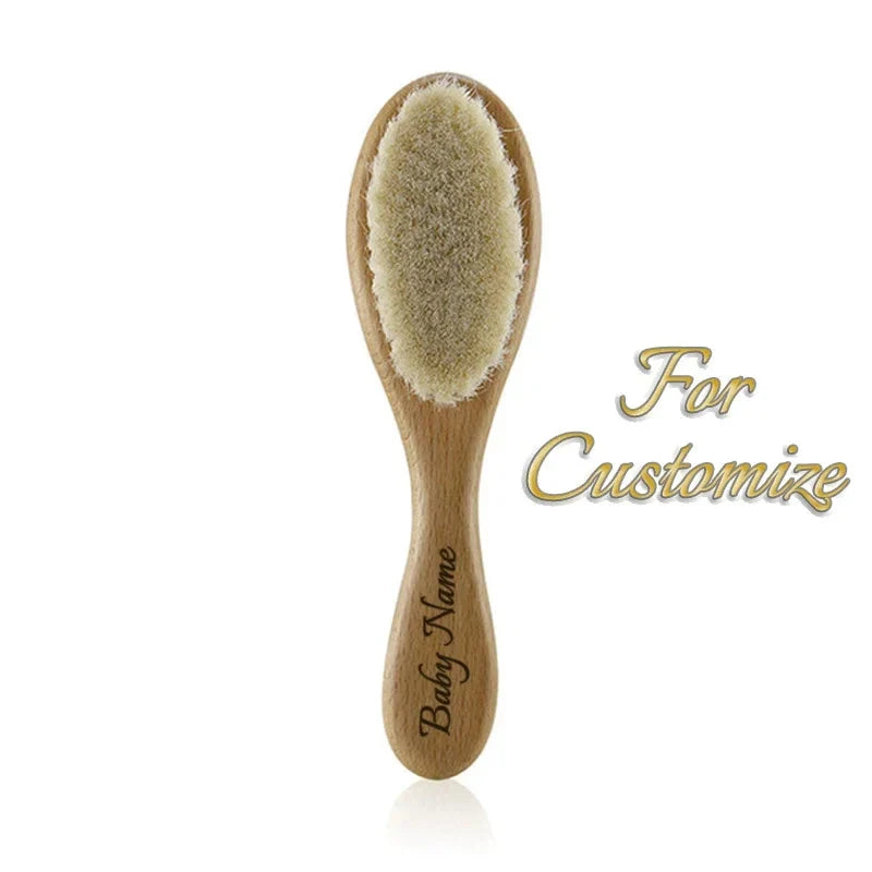 Personalized Wooden Baby Brush – Custom Name Wool Comb for Kids