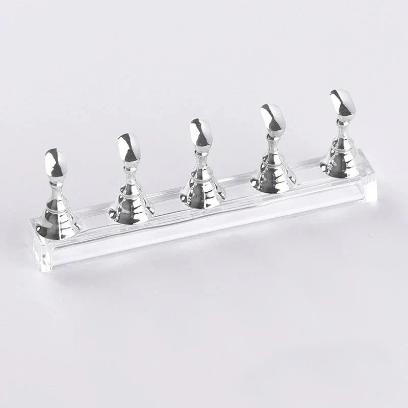Magnetic Nail Holder Set - 5/30pcs False Nail Tip Practice Stand with Crystal Base