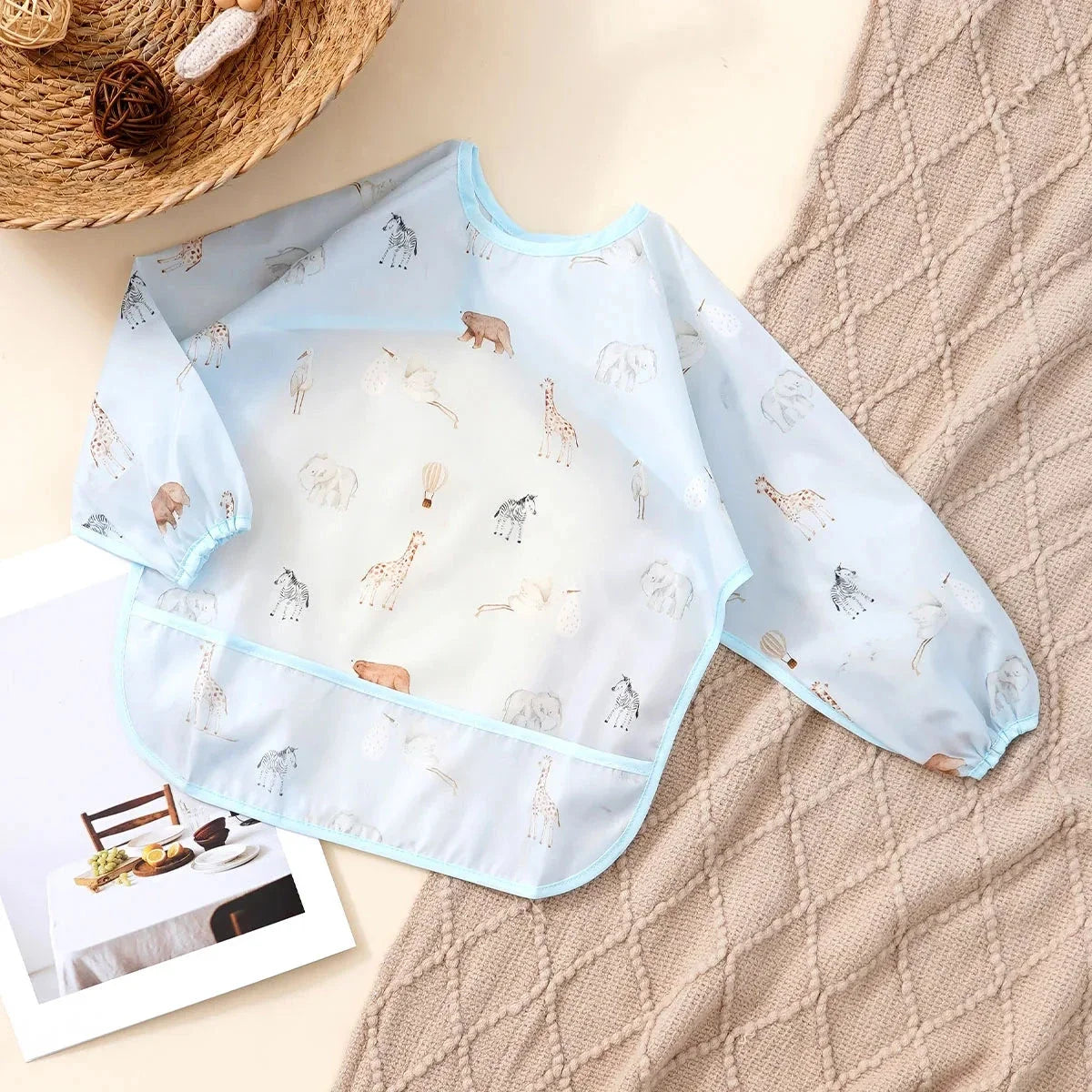 Waterproof Long Sleeve Baby Bib | Washable Feeding Bib with Full Coverage & Easy Clean Design