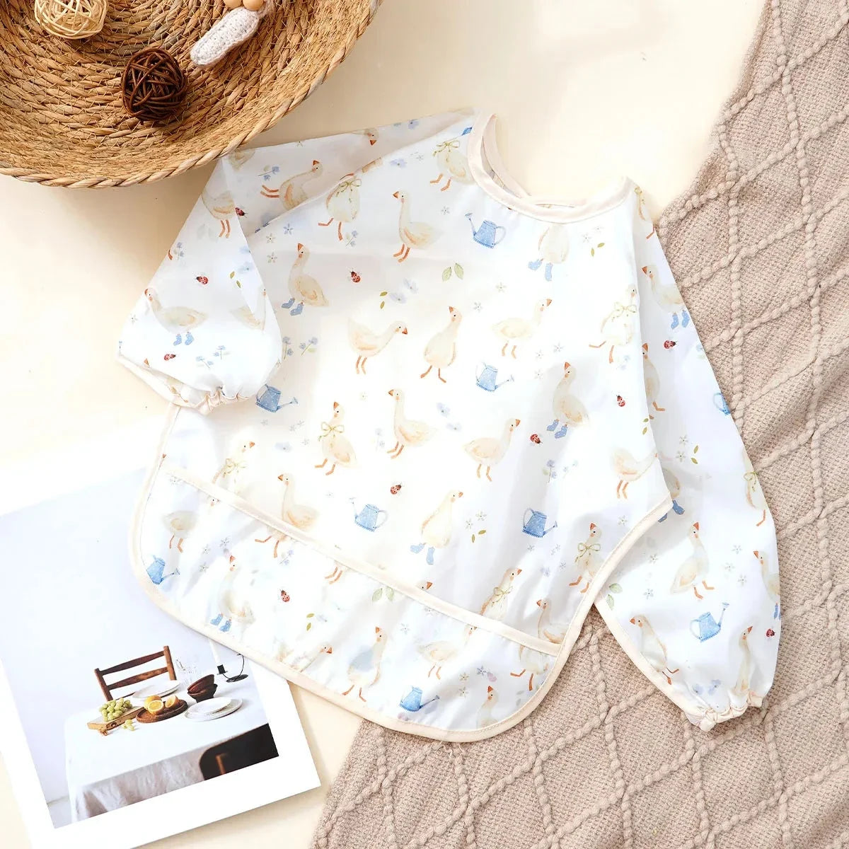 Waterproof Long Sleeve Baby Bib | Washable Feeding Bib with Full Coverage & Easy Clean Design