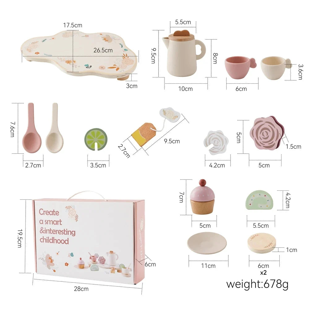 Wooden Montessori Teapot Tea Set – Pretend Play Toy