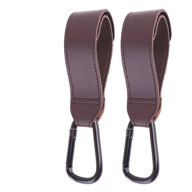 Baby Stroller Hook PU Leather Adjustable Pram Bag Hanger Travel Accessory