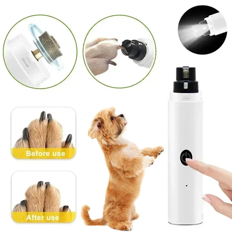 Electric Pet Nail Grinder – USB LED Dog & Cat Clipper