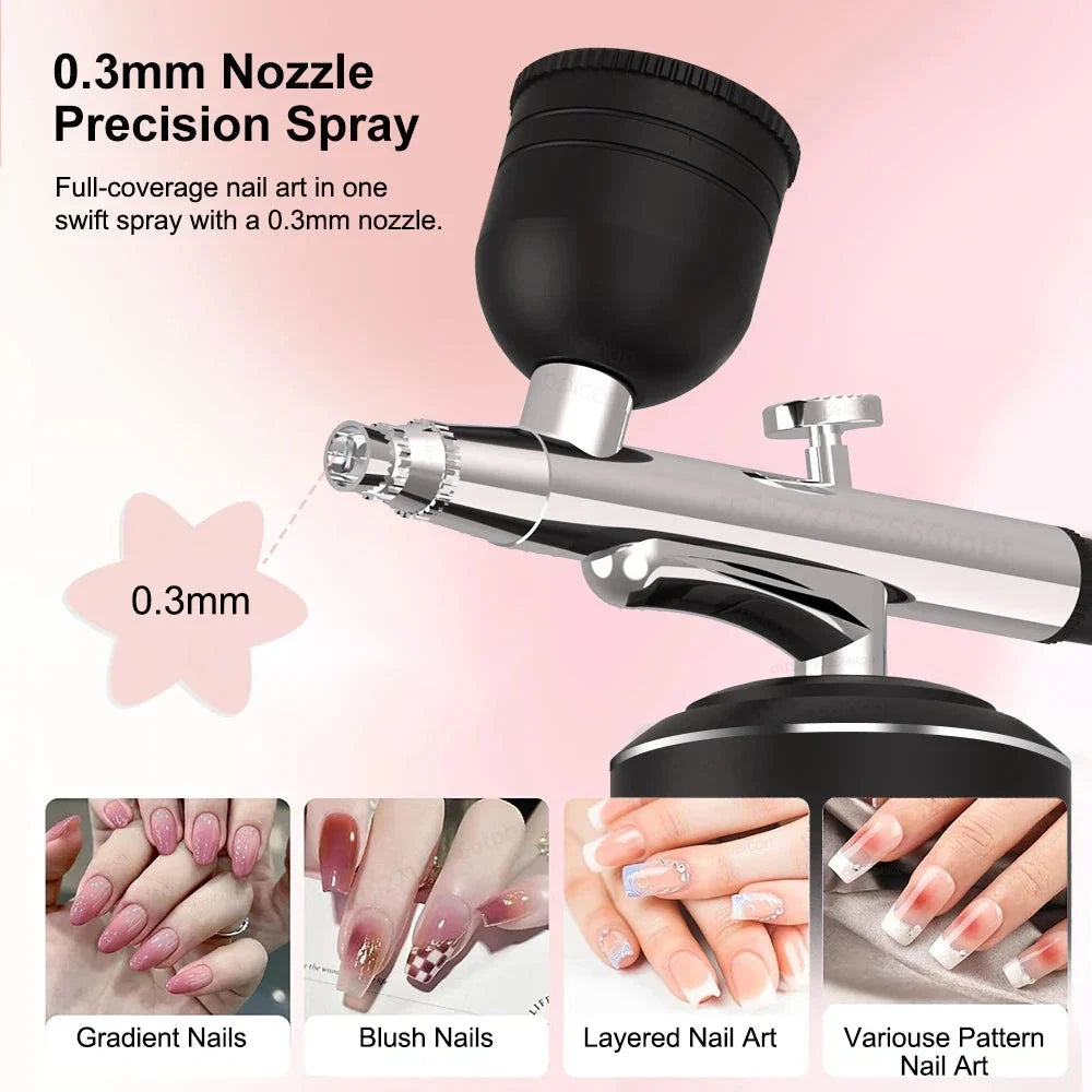 Portable Airbrush with Compressor - Mini Spray Gun for Painting, Crafts, and DIY