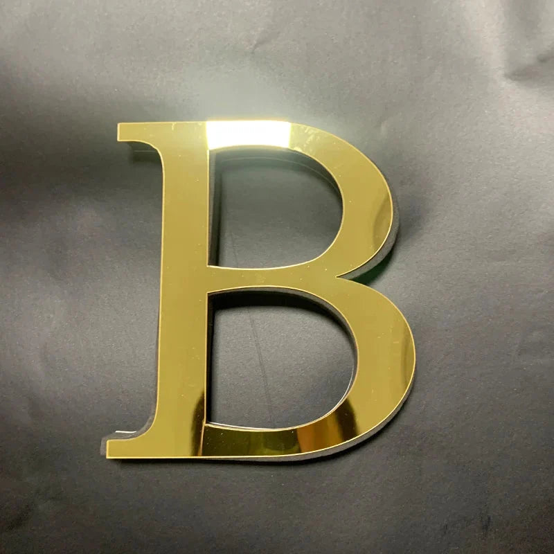 Gold Mirror 3D Letter Wall Stickers – Acrylic Peel & Stick Decor