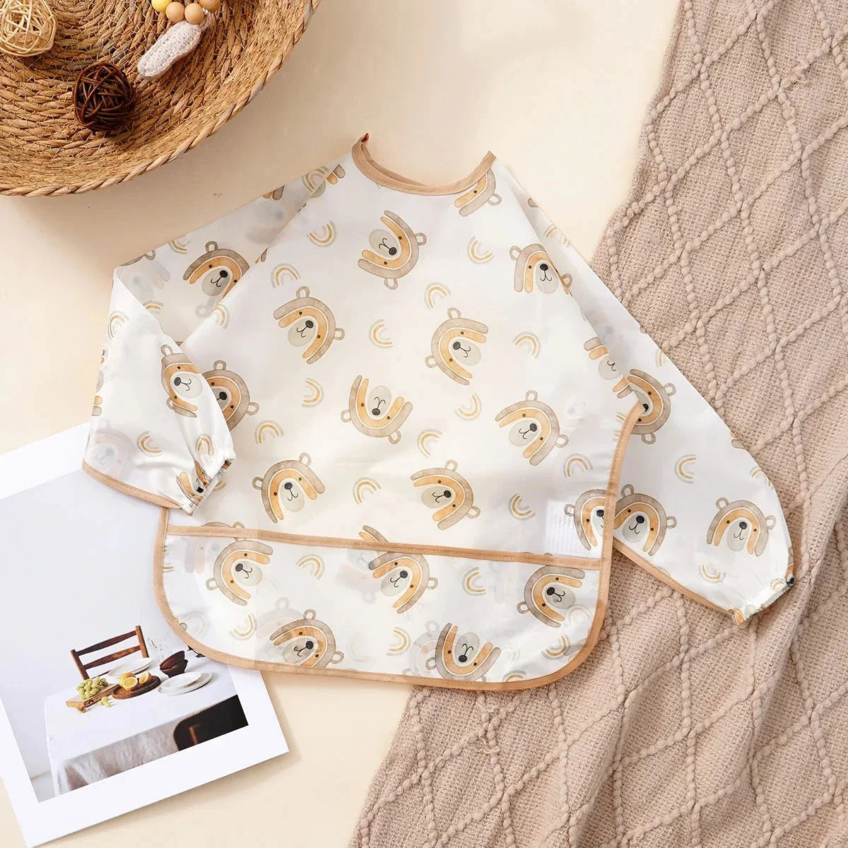 Waterproof Long Sleeve Baby Bib | Washable Feeding Bib with Full Coverage & Easy Clean Design