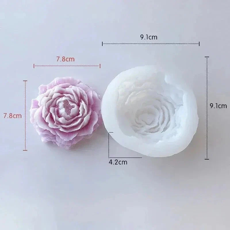 3D Peony Flower Silicone Candle Mold – DIY Relief Candle, Soap & Resin Mold for Handmade Crafts, Gifts & Home Décor