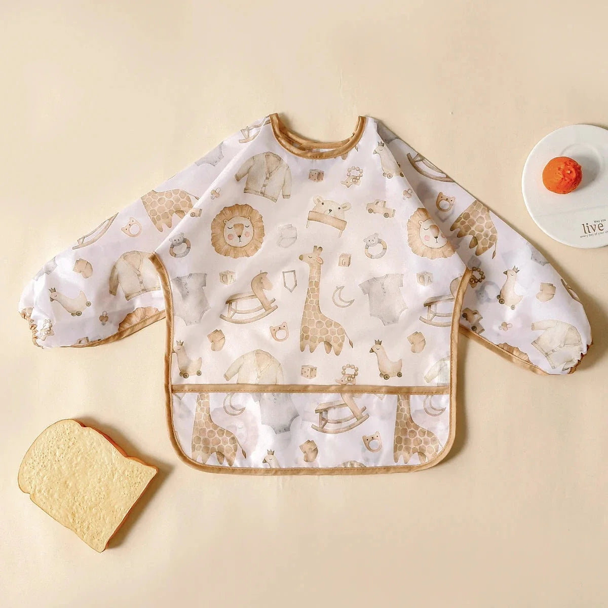 Waterproof Long Sleeve Baby Bib | Washable Feeding Bib with Full Coverage & Easy Clean Design
