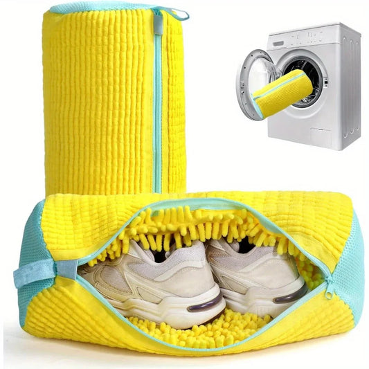 Durable Shoe Washing Machine Bag – Yellow & Blue Zipper | Protective Laundry Wash Bag for Sneakers & Casual Shoes