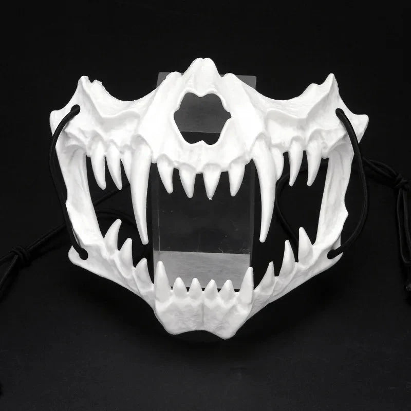 Halloween Half-Face Mask - Dragon, Tiger, Tengu, Wolf, and Skull Designs