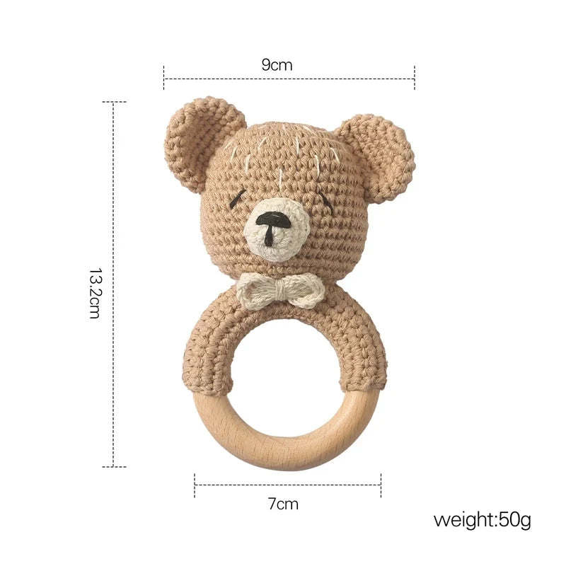 Crochet Animal Rattle Baby Toy Montessori Teether