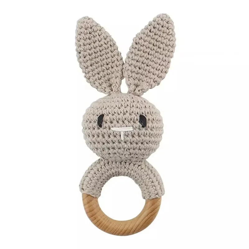 Baby Crochet Rattle Wooden Teether Toy BPA Free