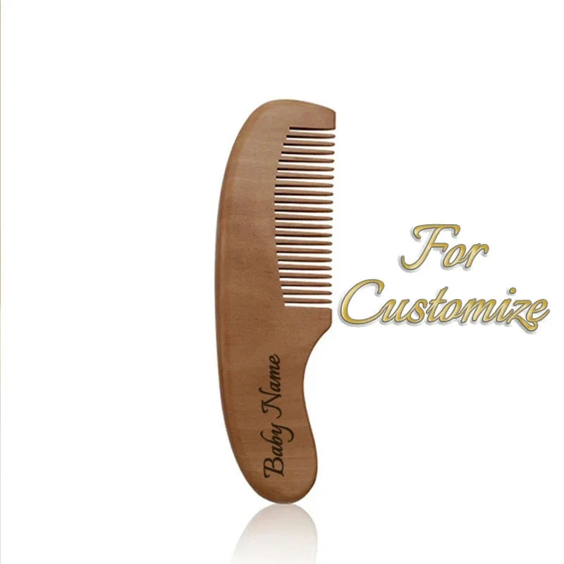 Personalized Wooden Baby Brush – Custom Name Wool Comb for Kids
