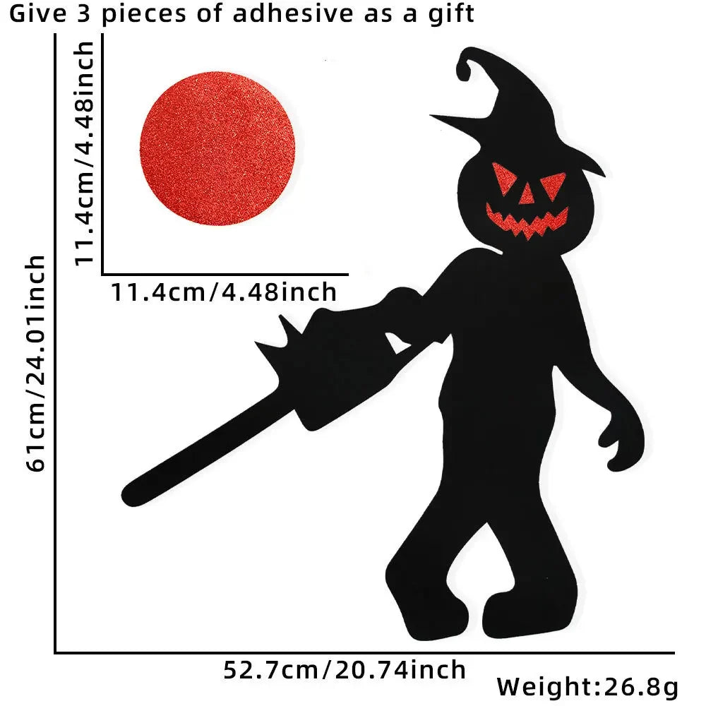 Halloween Door & Window Stickers - Skeleton Hands, Pumpkins, Ghosts, and Witch Hat Decor