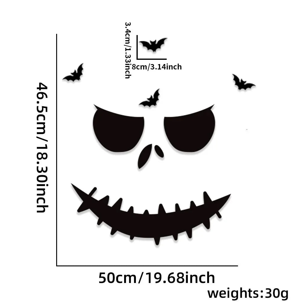 Halloween Door & Window Stickers - Skeleton Hands, Pumpkins, Ghosts, and Witch Hat Decor