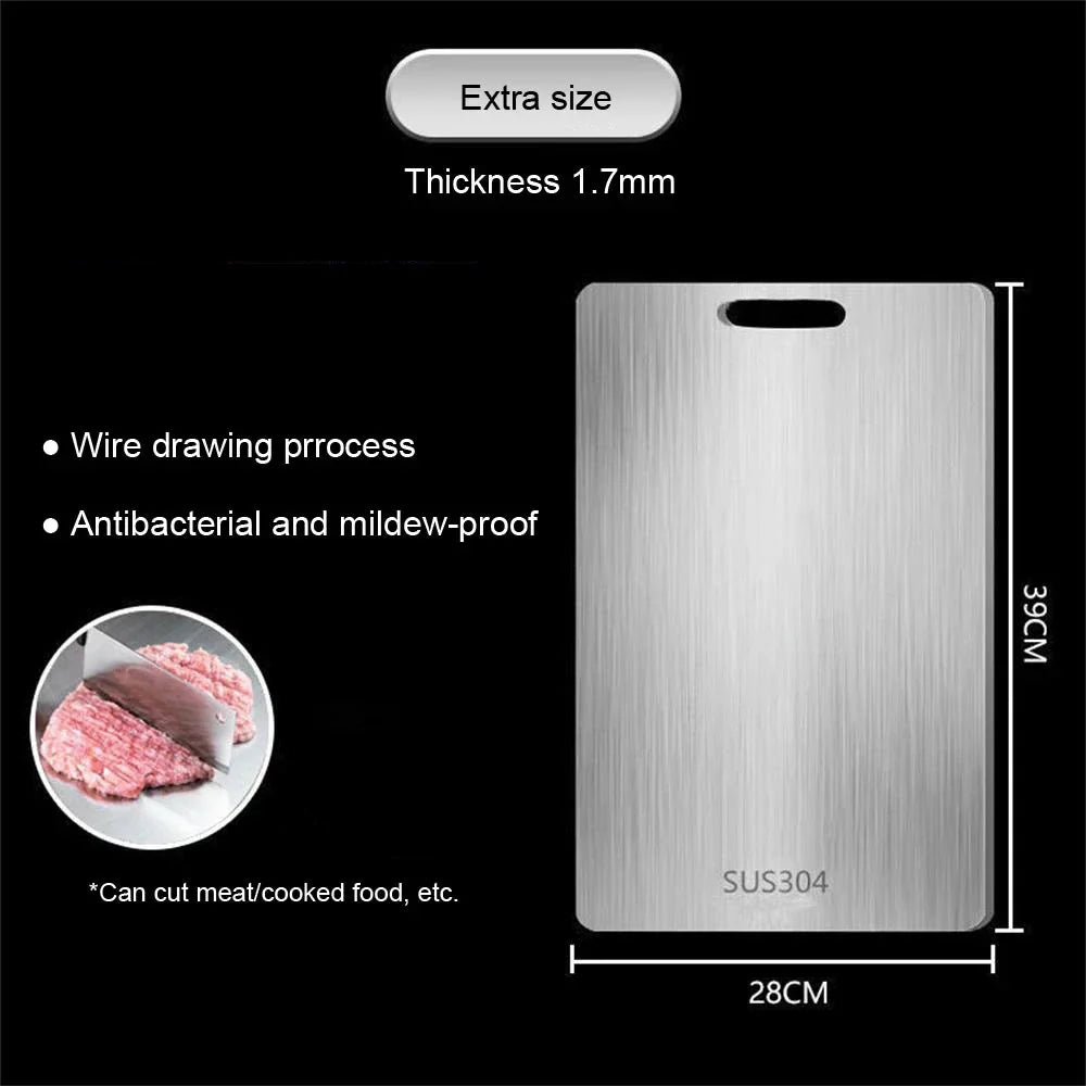 316 Stainless Steel Chopping Board – Thickened Double-Sided Antibacterial Cutting Board for Kitchen & Dough Kneading