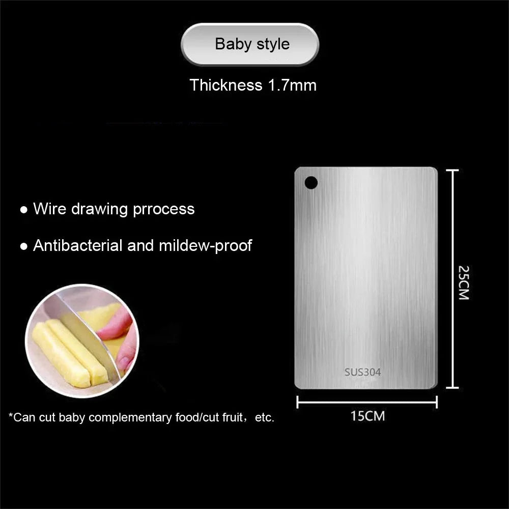 316 Stainless Steel Chopping Board – Thickened Double-Sided Antibacterial Cutting Board for Kitchen & Dough Kneading