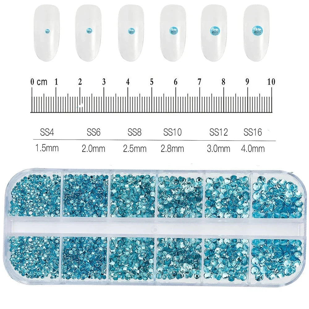 100/50cm Luxury Crystal Chain Nail Charms - 1.5/2mm Clear & AB Diamond Nail Art Decoration