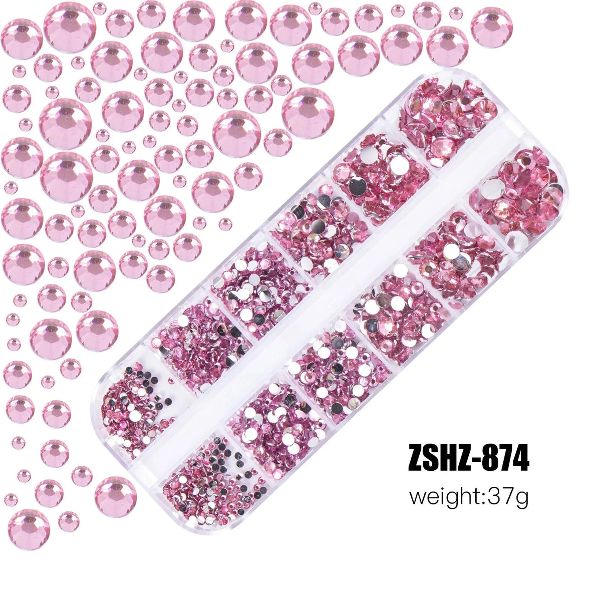 2400+ Shiny Clear Crystal Nail Rhinestones - Mixed Sizes & Shapes Flatback Gems