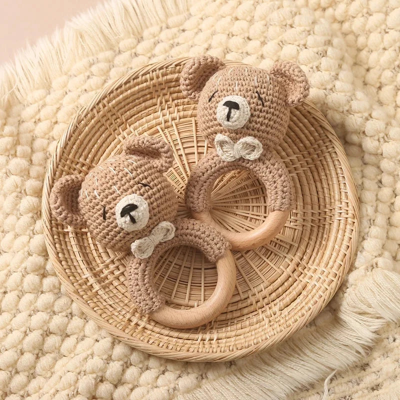 Crochet Animal Rattle Baby Toy Montessori Teether
