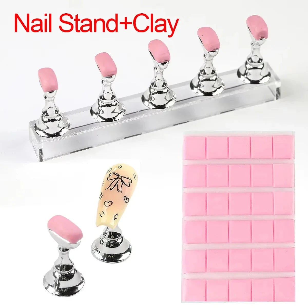 Magnetic Nail Holder Set - 5/30pcs False Nail Tip Practice Stand with Crystal Base