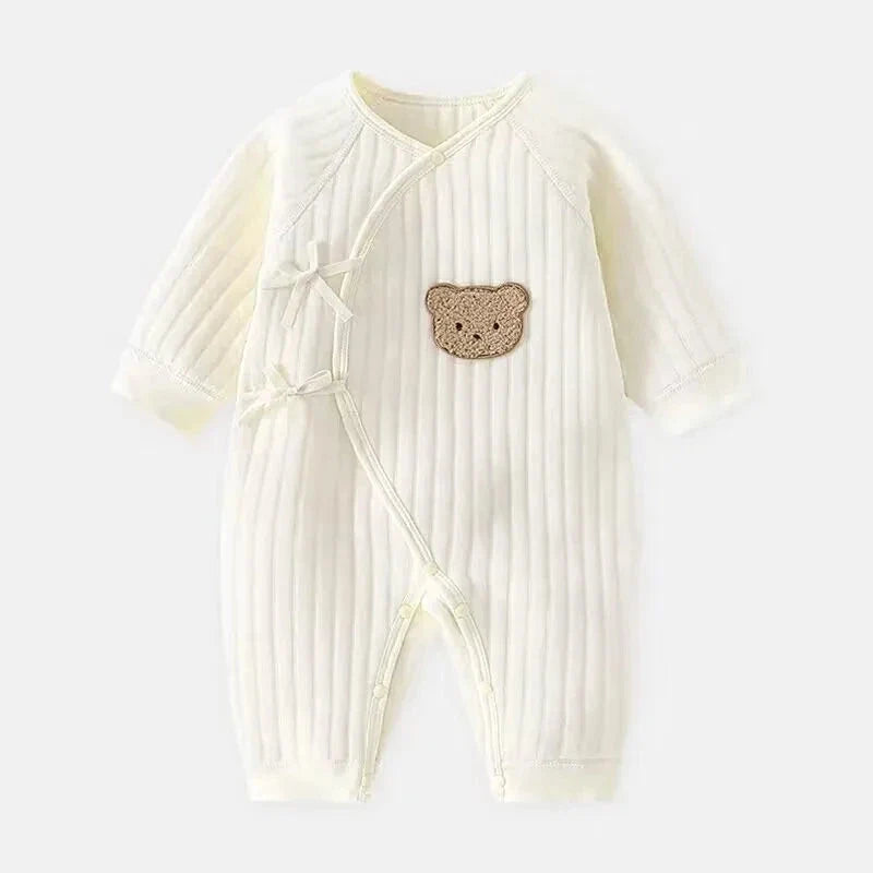 Baby Winter Bodysuit (0–6M) – Thick Cotton Animal Print Onesie for Boys & Girls