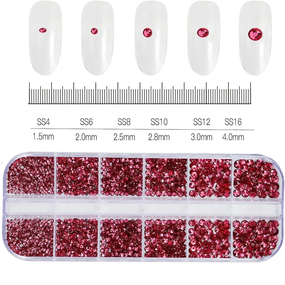 100/50cm Luxury Crystal Chain Nail Charms - 1.5/2mm Clear & AB Diamond Nail Art Decoration