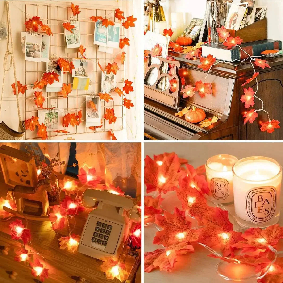 10/20 LED Maple Leaf String Lights – Battery Powered Fairy Lights for Home & Outdoor Decor