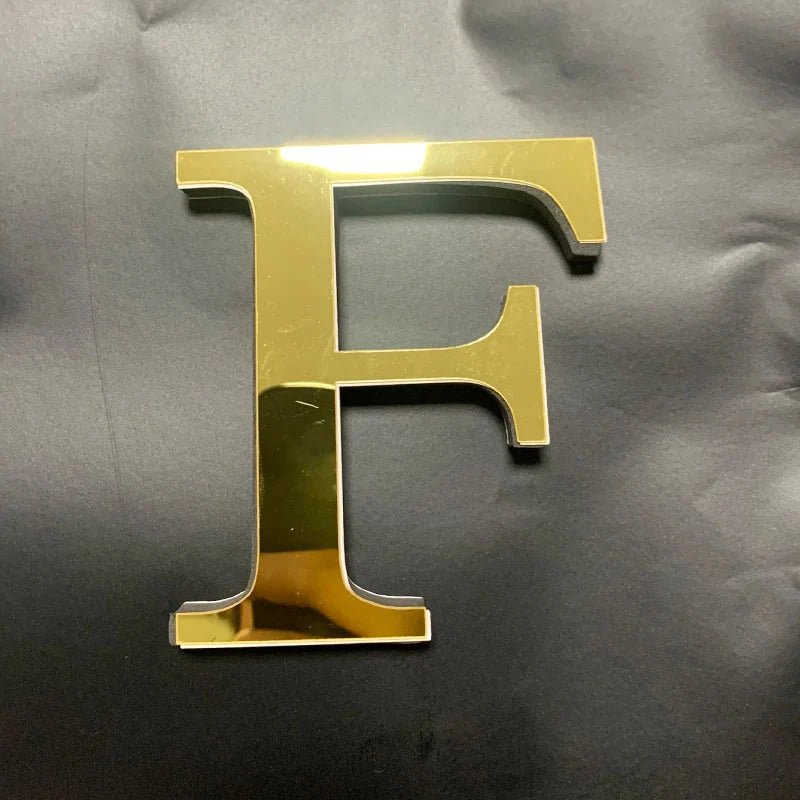 Gold Mirror 3D Letter Wall Stickers – Acrylic Peel & Stick Decor