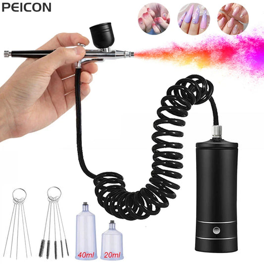 Portable Airbrush Nail Kit with Compressor - For Nails, Cake, and Crafts
