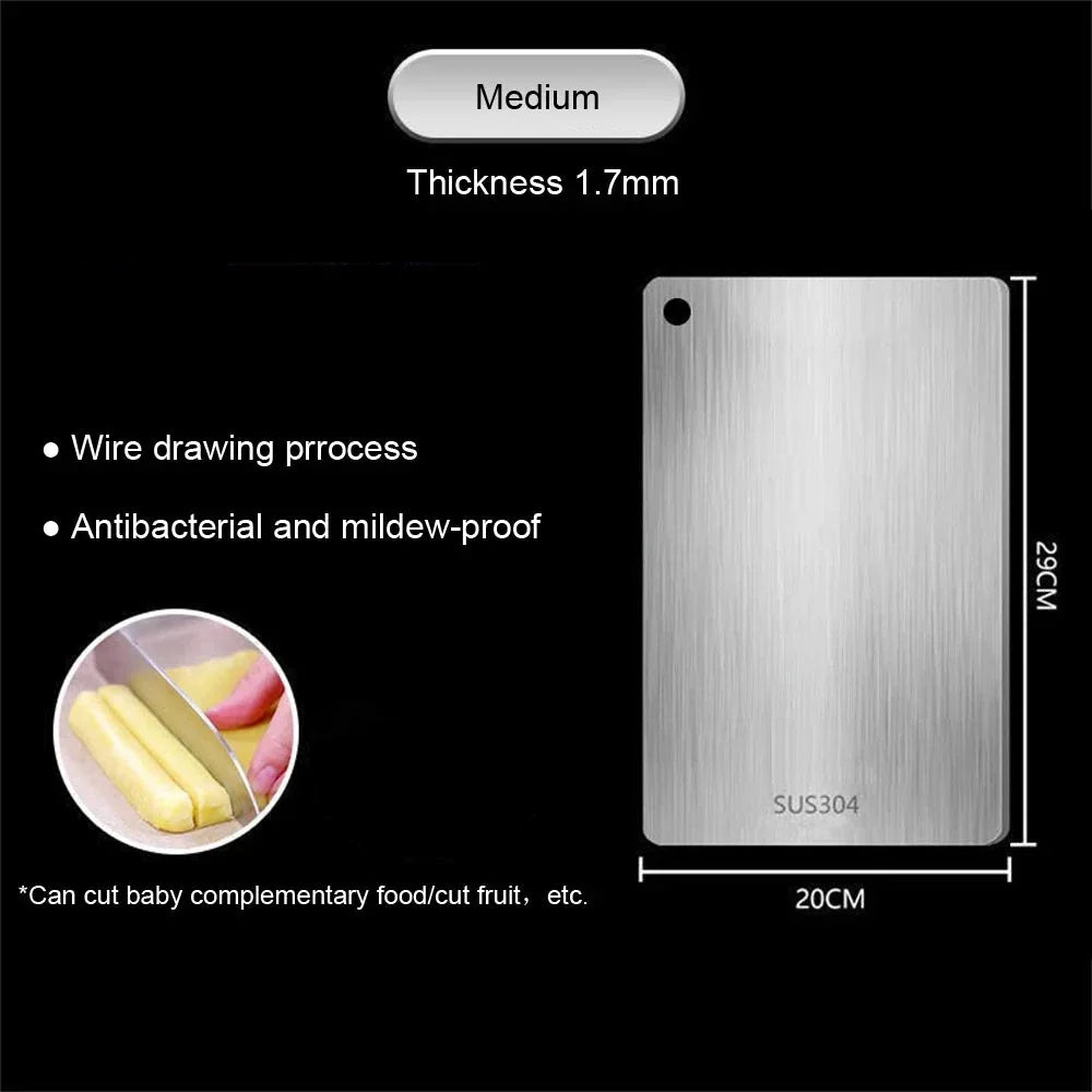 316 Stainless Steel Chopping Board – Thickened Double-Sided Antibacterial Cutting Board for Kitchen & Dough Kneading