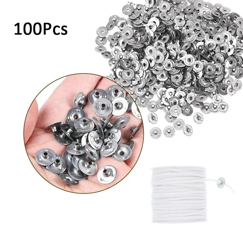 120Pcs Waxed Cotton Candle Wicks with Stand Original Smokeless Candle Wick for DIY Candle Silicone Mold Candle Making Supplies