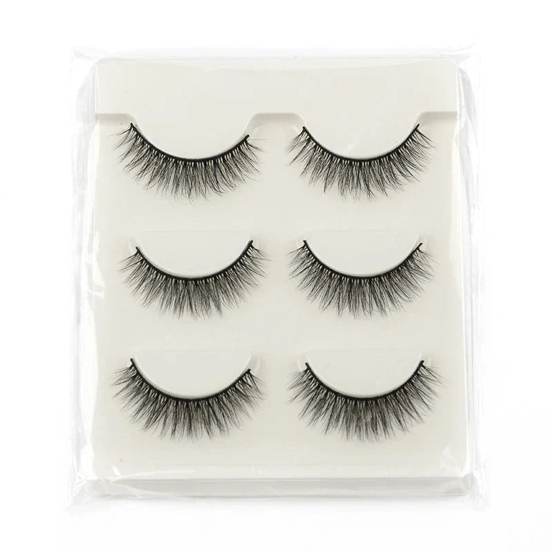 New Half Eyelashes 3D Cat Eye Lashes Clear Stem False Lashes