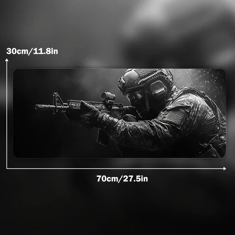 Tactical Soldier XXL Gaming Mouse Pad – Non-Slip Rubber Desk Mat with Stitched Edges & Lycra Surface for FPS Gamers