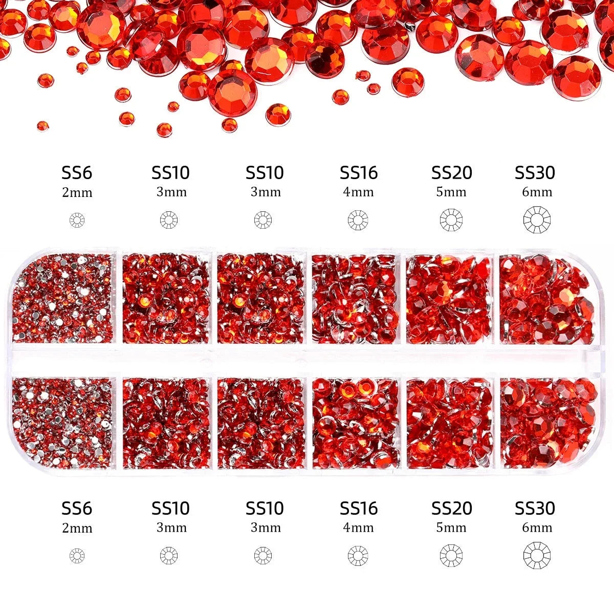 2400+ Shiny Clear Crystal Nail Rhinestones - Mixed Sizes & Shapes Flatback Gems