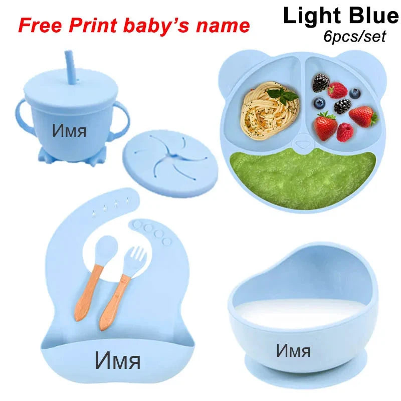 Silicone Baby Feeding Plate Set with Suction Bowl