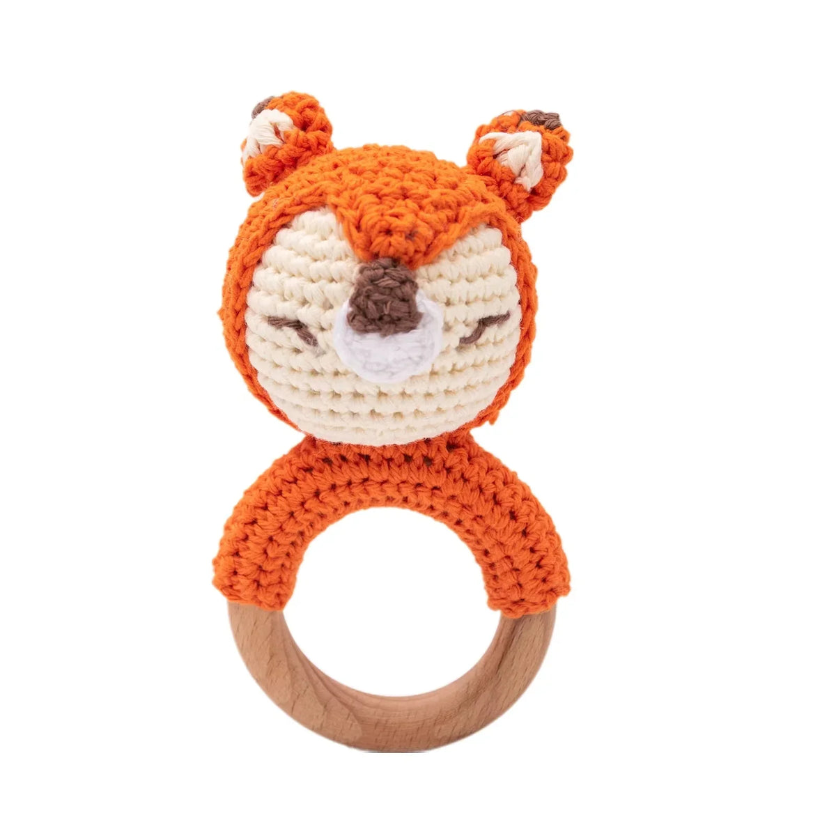 Baby Crochet Rattle Wooden Teether Toy BPA Free