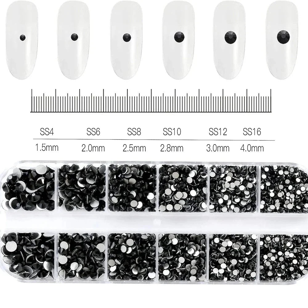 180pcs AB Flatback Glass Nail Rhinestones - Multi-Shape Gems for DIY Nail Art