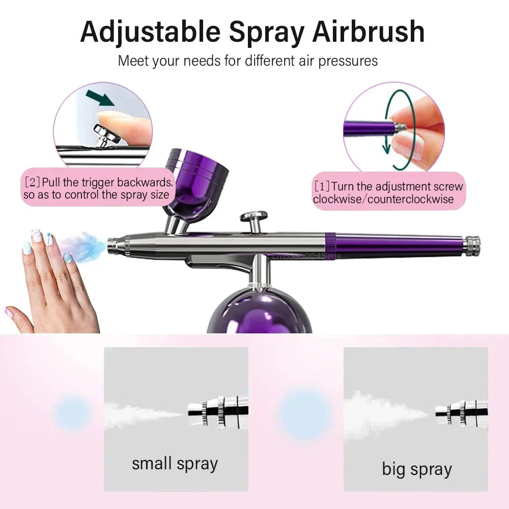 Portable Airbrush Nail Kit with Compressor - For Nails, Art, Cake, and Crafts