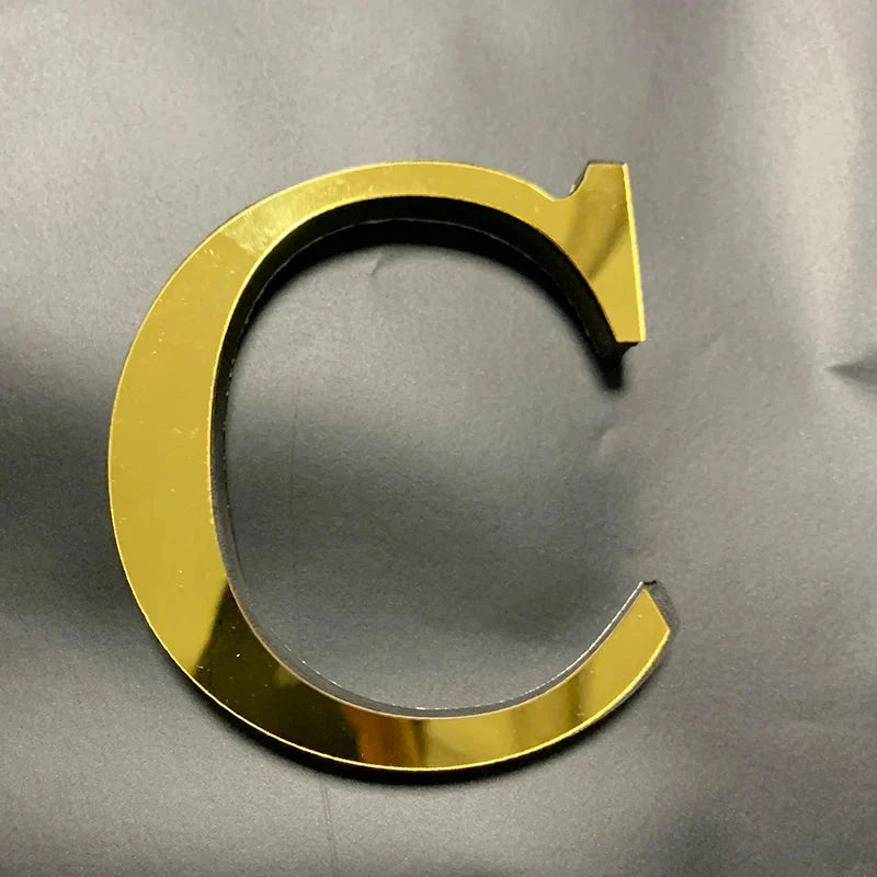 Gold Mirror 3D Letter Wall Stickers – Acrylic Peel & Stick Decor