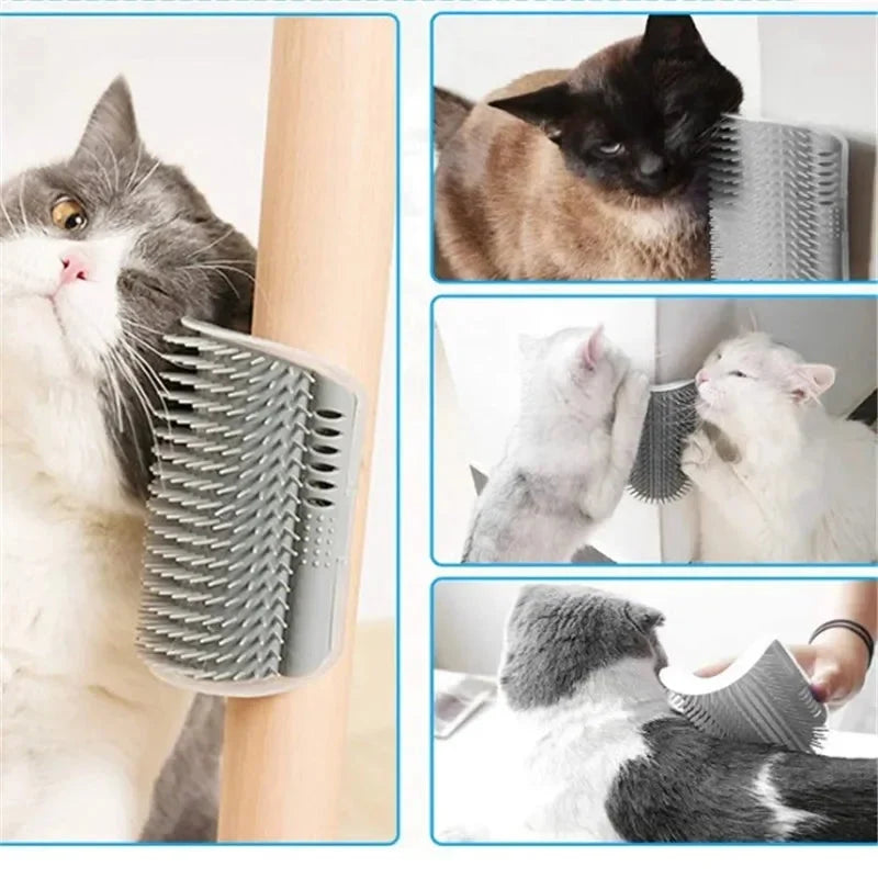 Cat Corner Brush Comb Massager with Catnip – Self-Grooming Wall Arch Scratcher & Hair Removal Tool for Cats