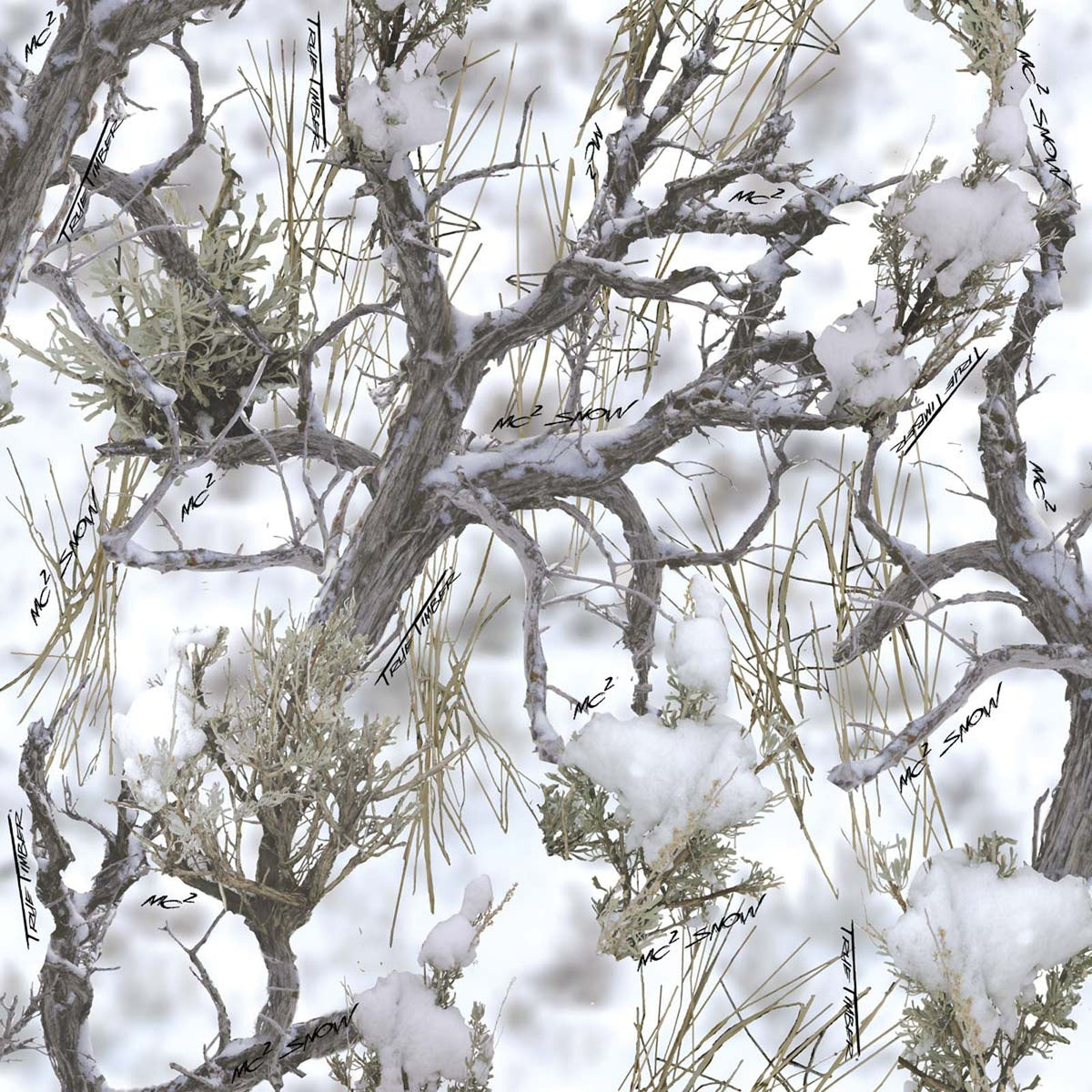 Christmas True Timber on White 100% Polyester By the yard