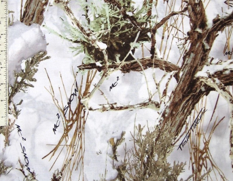 Christmas True Timber on White 100% Polyester By the yard