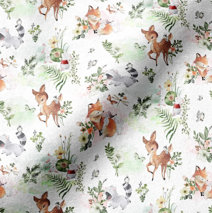 Springs Creative Flannel Nature Baby Deer on White